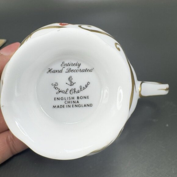 Royal Chelsea Fine English Bone China Teacup and Saucer Set Hand Decorated VTG - Picture 9 of 16